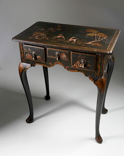 QUEEN ANNE BLACK JAPANNED