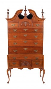 QUEEN ANNE BONNET-TOP HIGHBOY