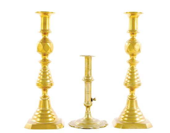 Queen Anne brass candlestick and