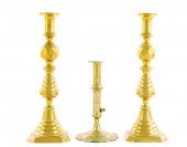 Queen Anne brass candlestick a