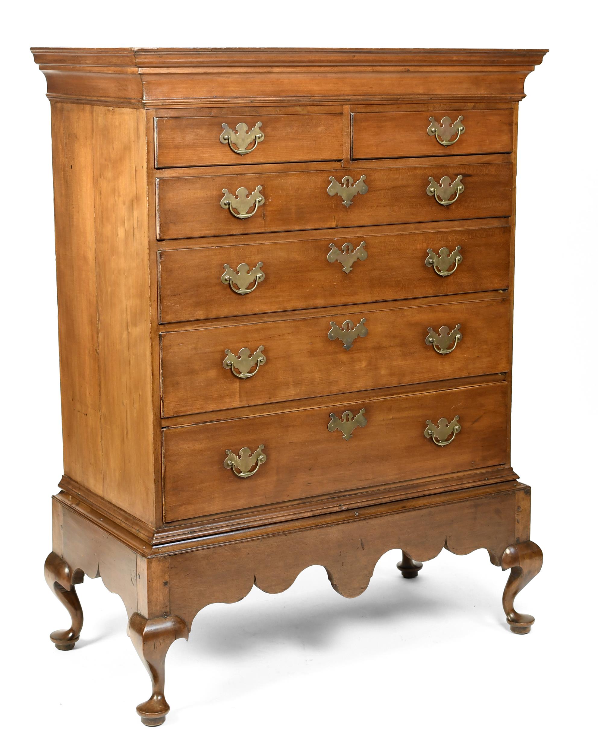 QUEEN ANNE CHERRY CHEST ON FRAME,