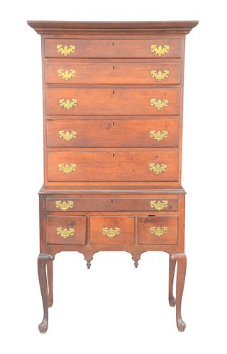 QUEEN ANNE CHERRY HIGH CHEST IN TWO
