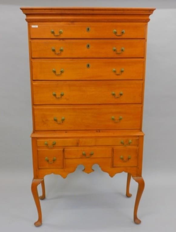QUEEN ANNE CHERRY HIGHBOY. MID 18TH