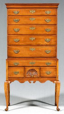 Queen Anne high chest, cherry and