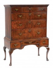 QUEEN ANNE INLAID WALNUT HIGHB
