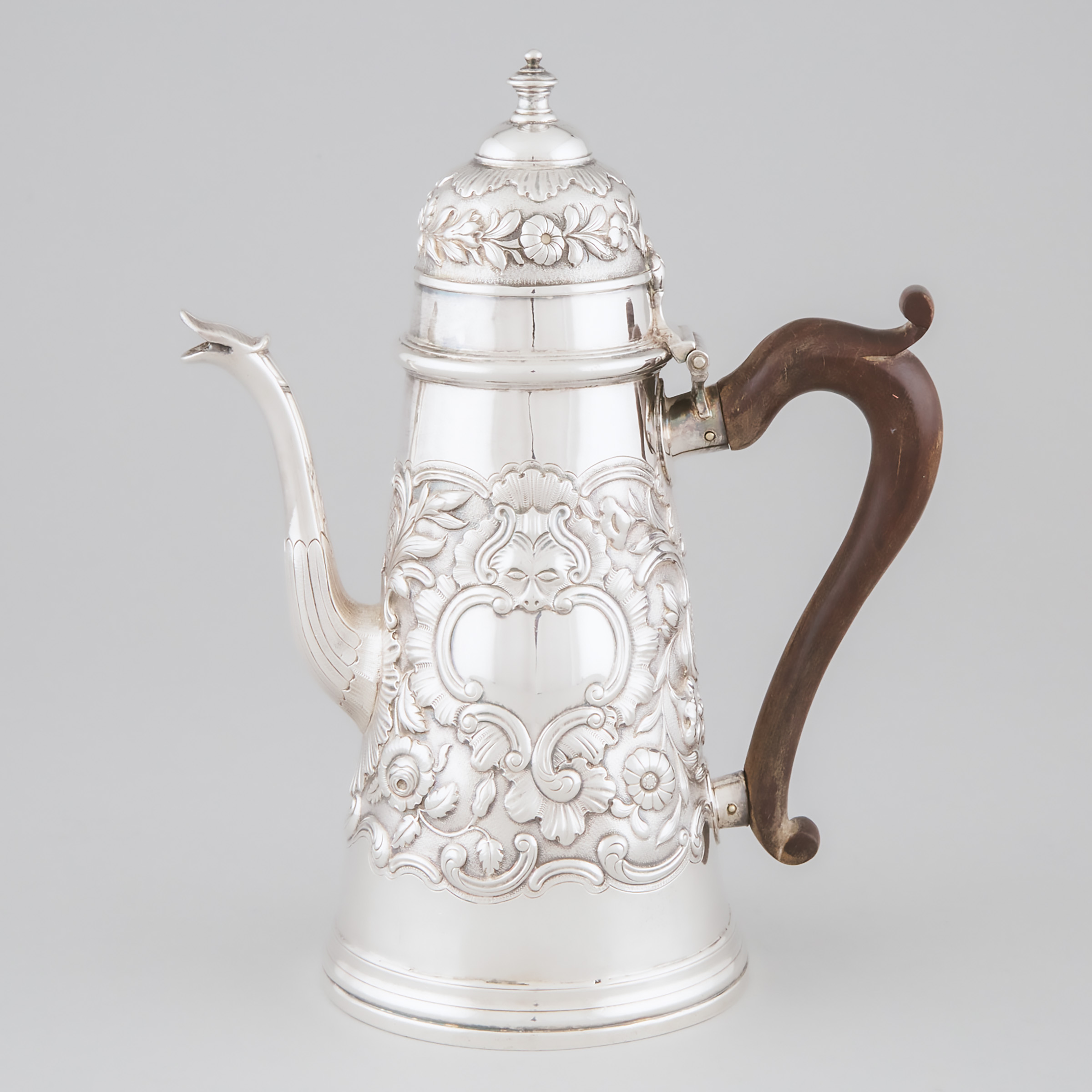 Queen Anne Irish Silver Coffee Pot,