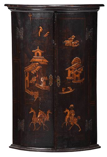 QUEEN ANNE JAPANNED BOWFRONT