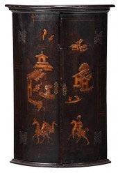 QUEEN ANNE JAPANNED BOWFRONT H