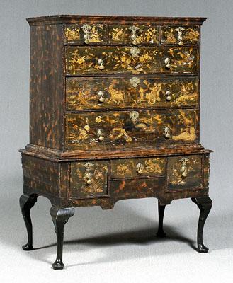 Queen Anne japanned high chest,