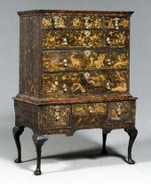 Queen Anne japanned high chest