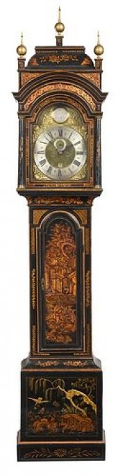 QUEEN ANNE JAPANNED TALL CASE