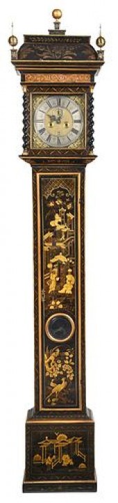 QUEEN ANNE JAPANNED TALL CASE
