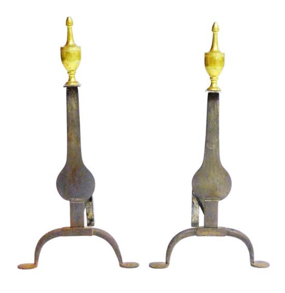 QUEEN ANNE KNIFE BLADE ANDIRONS,