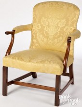 QUEEN ANNE MAHOGANY OPEN ARMCH