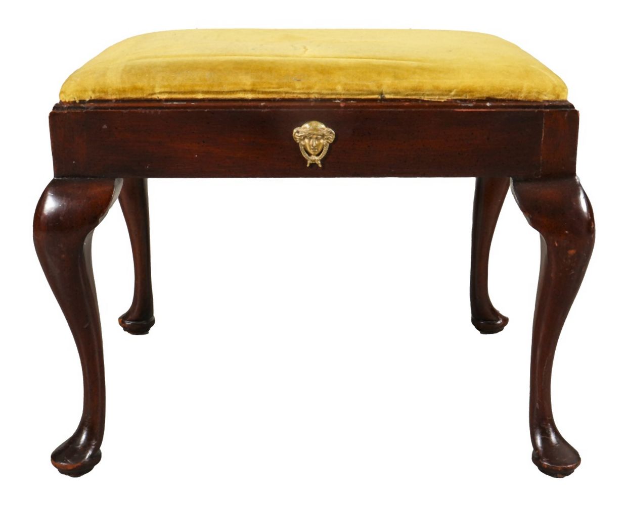 QUEEN ANNE MANNER UPHOLSTERED STOOL