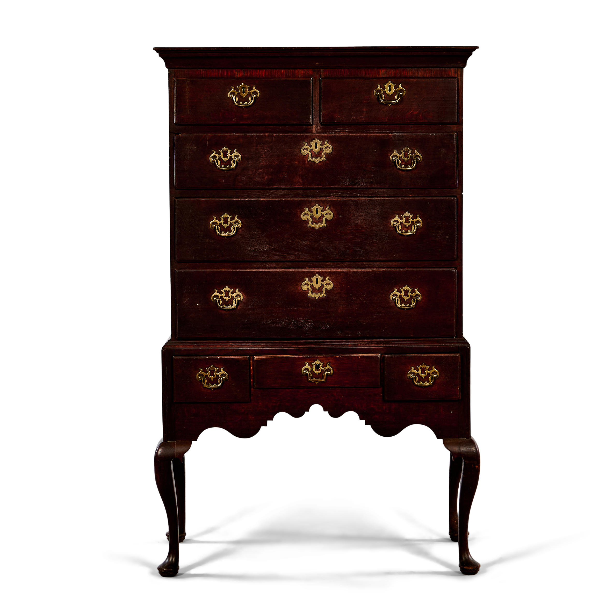 QUEEN ANNE OAK HIGH CHEST OF