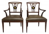 QUEEN ANNE REVIVAL ARMCHAIRS,