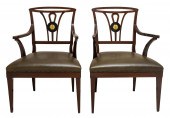 QUEEN ANNE REVIVAL ARMCHAIRS,