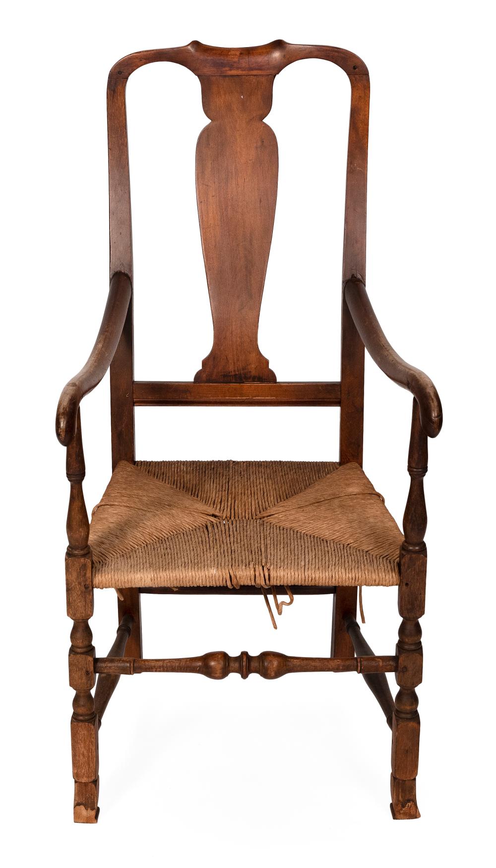 QUEEN ANNE RUSH-SEAT ARMCHAIR