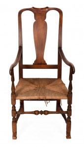 QUEEN ANNE RUSH-SEAT ARMCHAIR