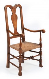 QUEEN ANNE RUSH-SEAT ARMCHAIR