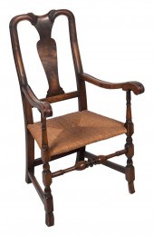 QUEEN ANNE RUSH-SEAT ARMCHAIR