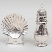 QUEEN ANNE SILVER CASTER AND A