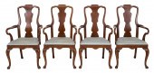 QUEEN ANNE STYLE ARM CHAIRS, 4