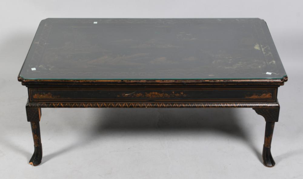 QUEEN ANNE STYLE BLACK JAPANNED LOW