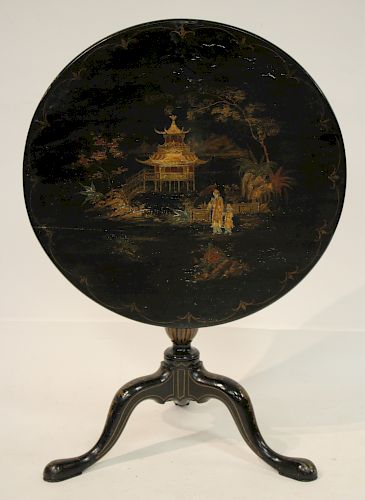 QUEEN ANNE STYLE BLACK LACQUERED