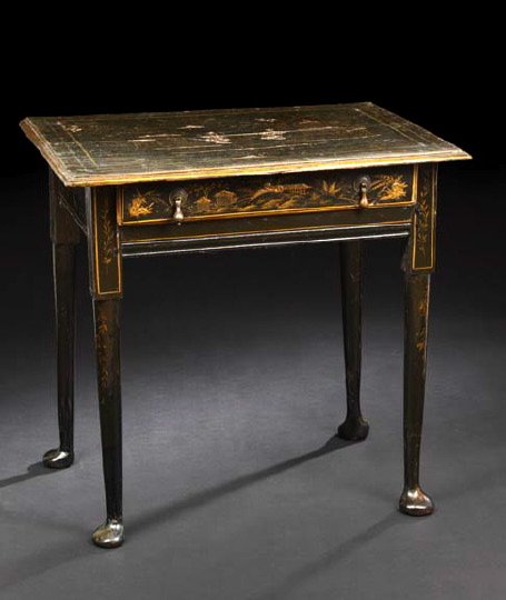 Queen Anne-Style Black-Lacquered
