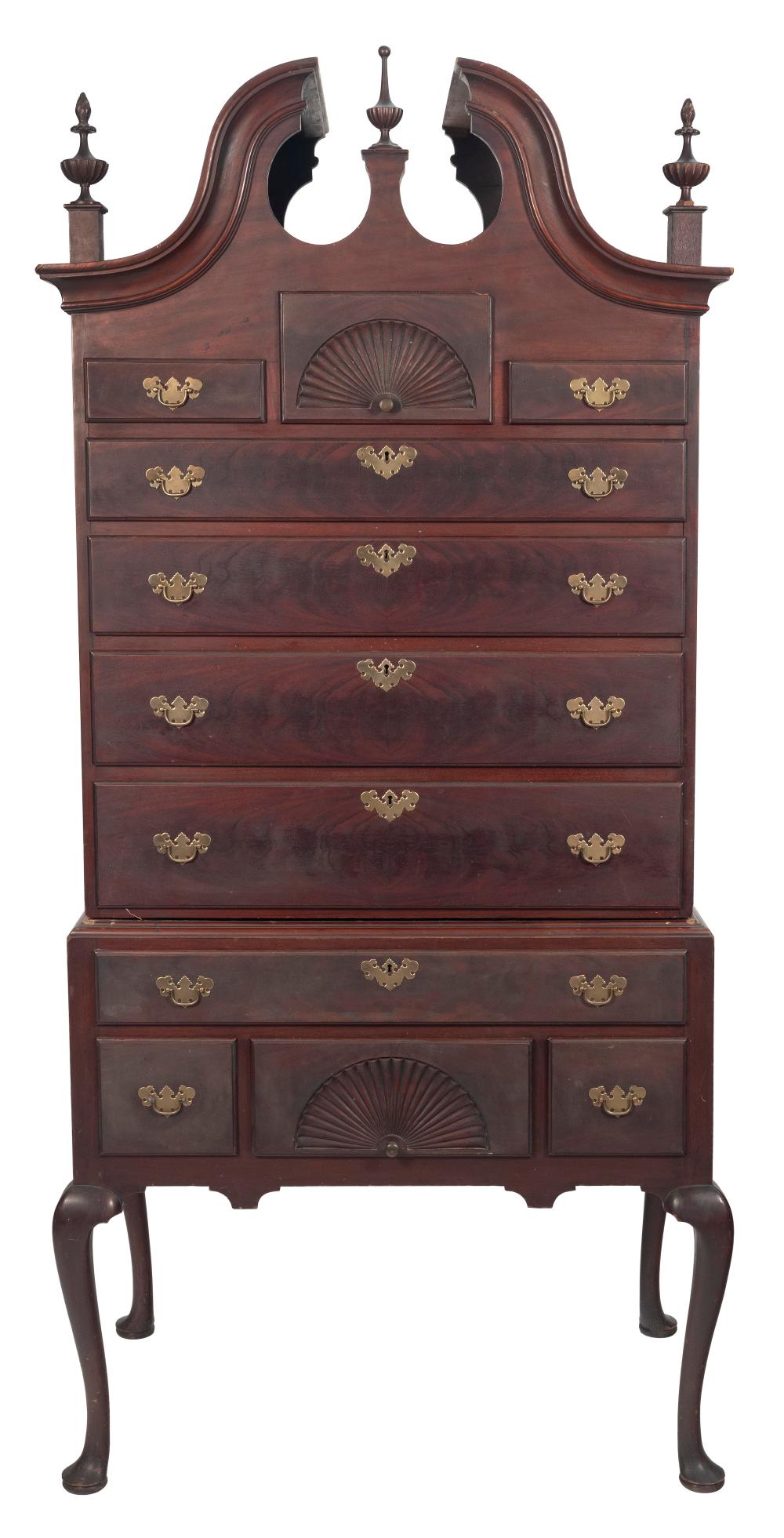 QUEEN ANNE-STYLE BONNET-TOP HIGHBOY