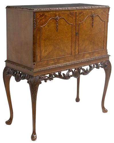 QUEEN ANNE STYLE BURL WALNUT DRINKS
