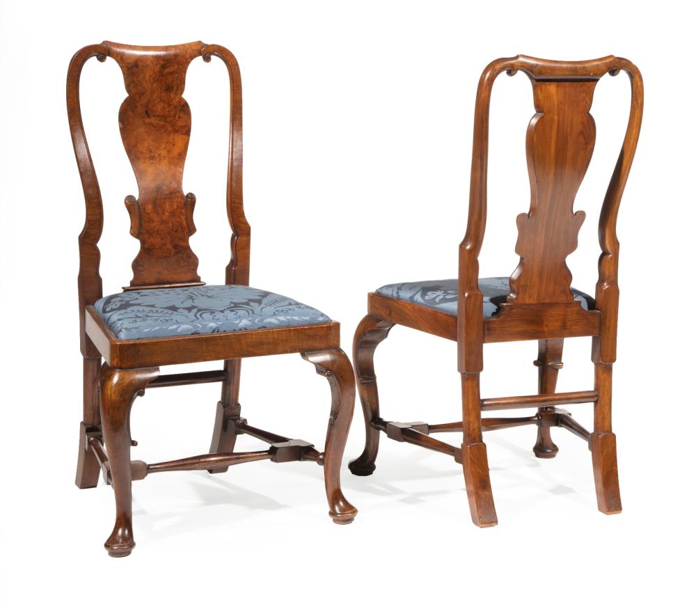 QUEEN ANNE-STYLE BURL WALNUT SIDE