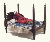 Queen Anne-style doll bed with