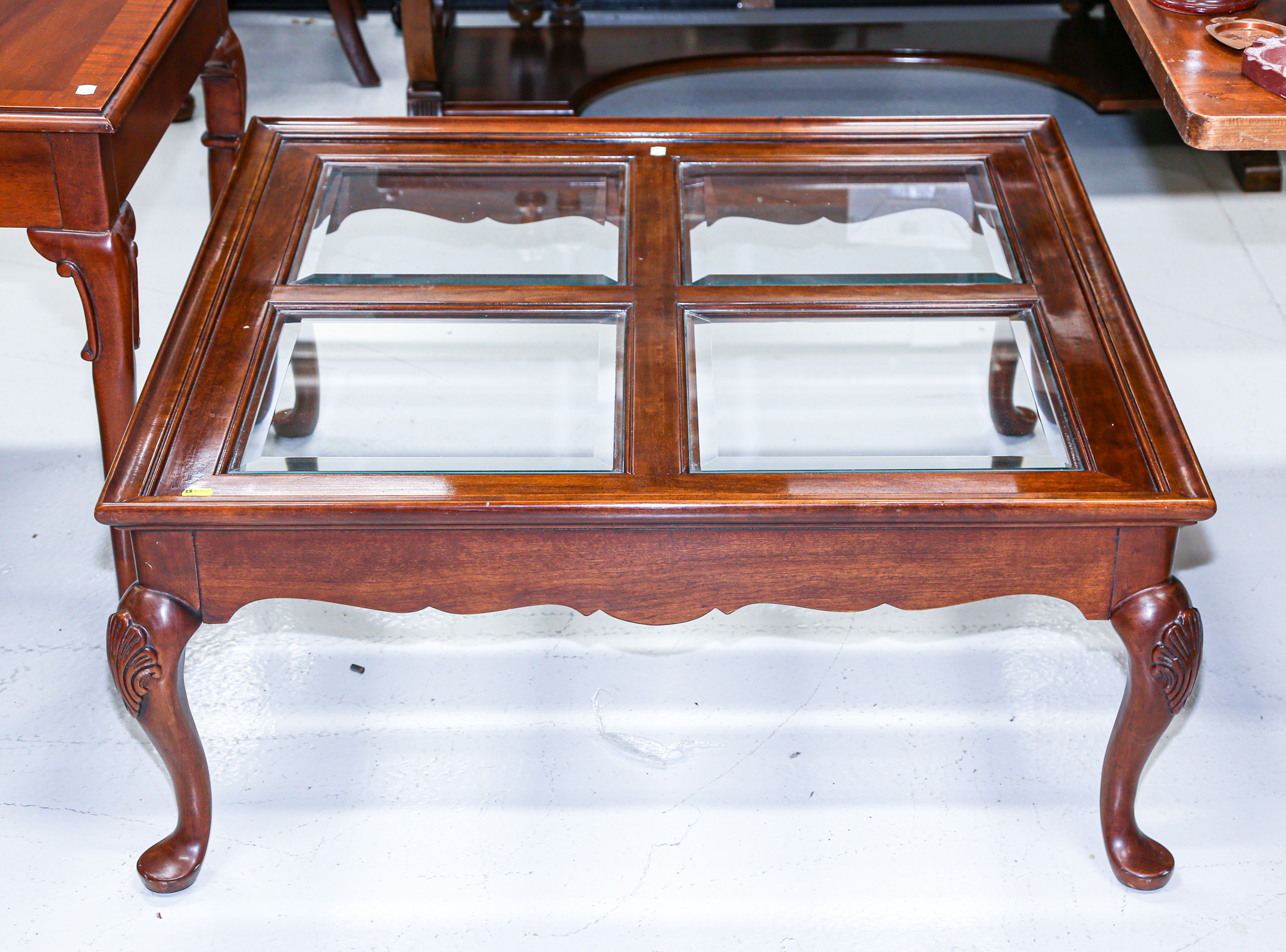 QUEEN ANNE STYLE GLASS INSET COFFEE