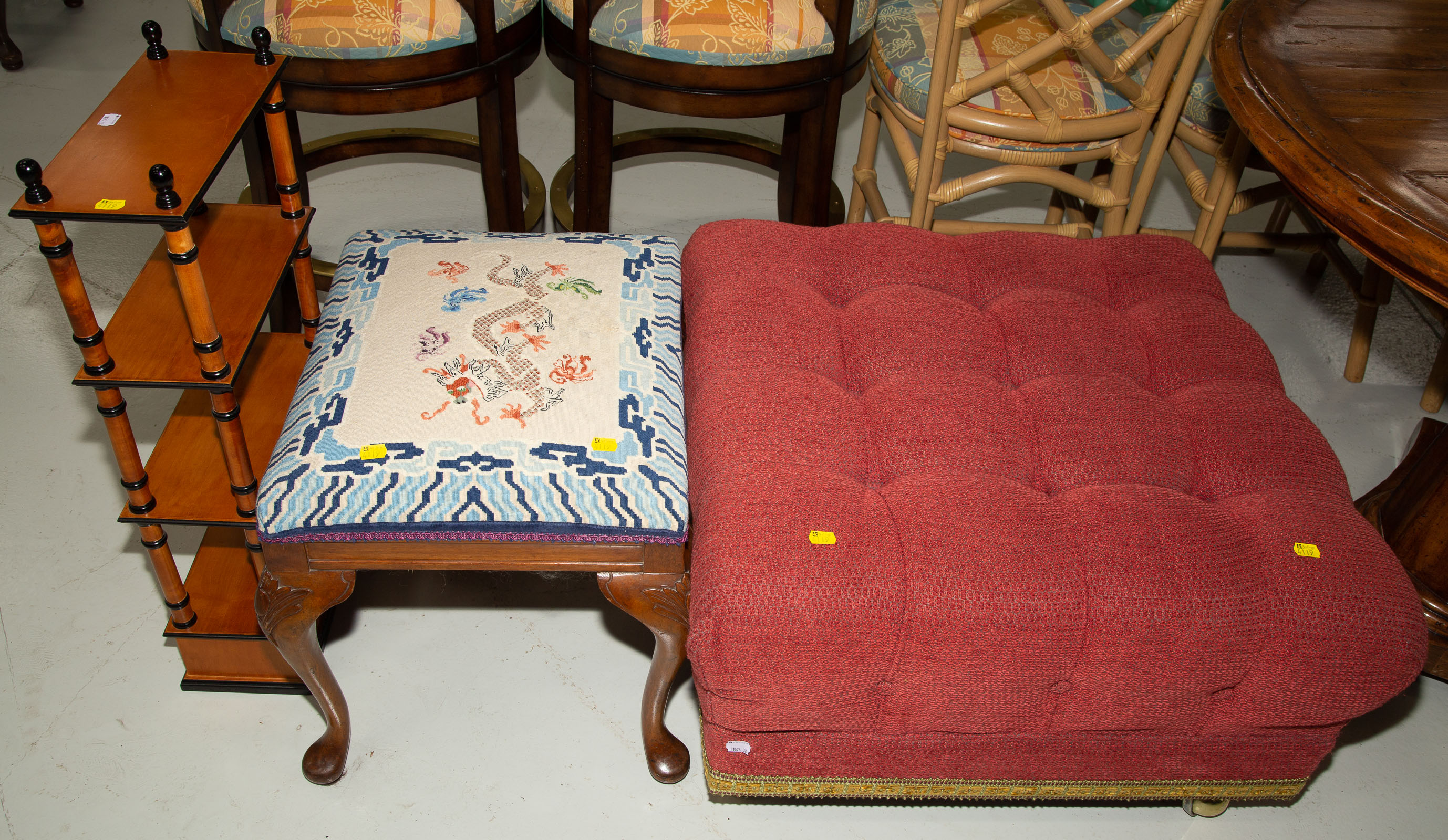 QUEEN ANNE STYLE HASSOCK & MODERN