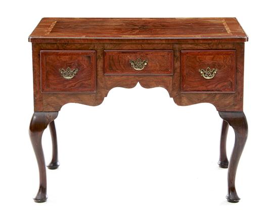Queen Anne style inlaid walnut