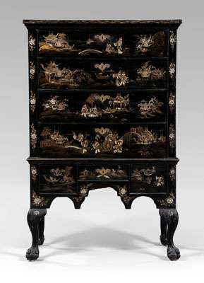 Queen Anne style japanned high ch