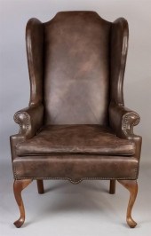 QUEEN ANNE STYLE LEATHER UPHOL