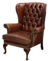 QUEEN ANNE STYLE LEATHER WINGB