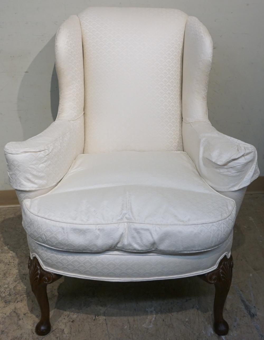 QUEEN ANNE STYLE MAHOGANY WING-BACK