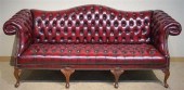 QUEEN ANNE STYLE MAROON LEATHE