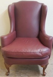 QUEEN ANNE STYLE MAROON LEATHE