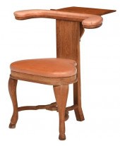 QUEEN ANNE STYLE OAK LEATHER U