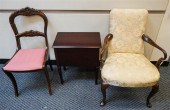 QUEEN ANNE STYLE OPEN ARMCHAIR