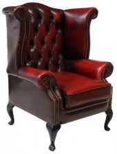 QUEEN ANNE STYLE OXBLOOD LEATH