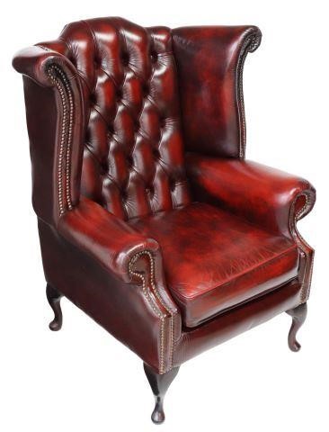 QUEEN ANNE STYLE OXBLOOD LEATHER