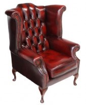QUEEN ANNE STYLE OXBLOOD LEATH