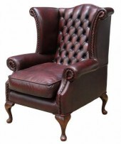 QUEEN ANNE STYLE OXBLOOD LEATH